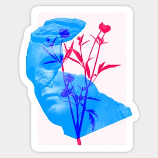 Bust with plants in risograph Sticker